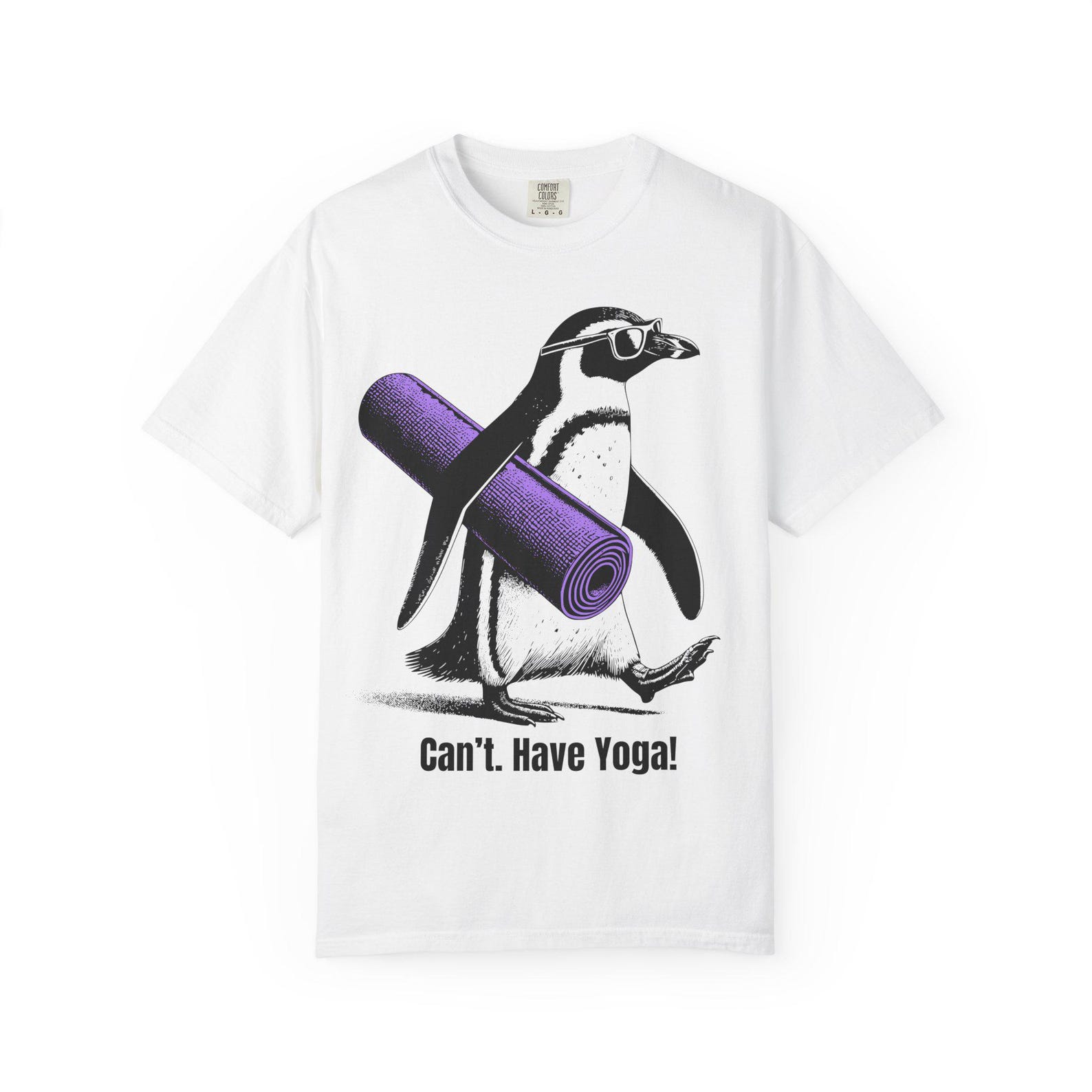 Yoga Penguin T-Shirt: Comfort Colors Funny Animal Tee M