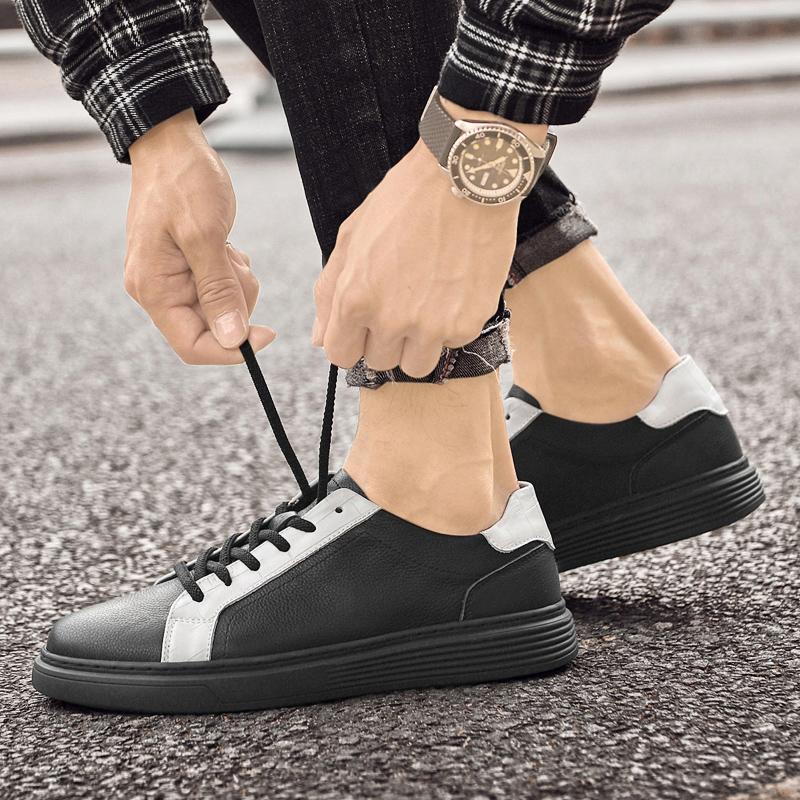 2025 British Style Black White Genuine Leather Oxford Shoes Casual Lace-up Flat Sneakers Luxury Design Shoes for Men Size: 37-45