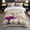 Cute Plush Bear Pattern 3D Printed Duvet Cover Luxury Retro Couple Style Soft Bedding Set Valentine's Day Gifts Quilt Cover