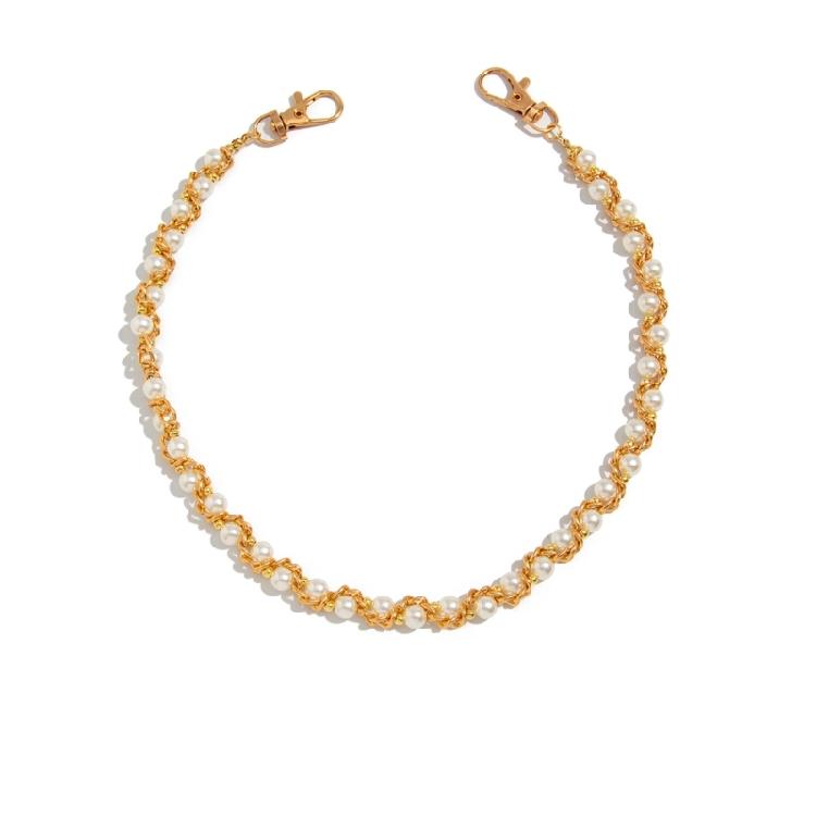 Stylish Metal Hip Chain Jewelry With Twist Pearls Details Easy Clasp Closure Waist Chain For Daily Fashion Styling