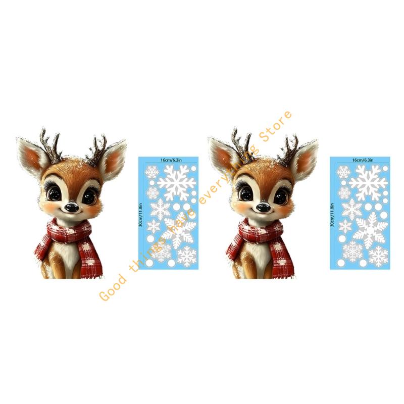 2026 New Year Christmas Decal Reindeer Snowflake Decorations Waterproof PVC Sticker for Indoor Window Wall Glass Door 55KF