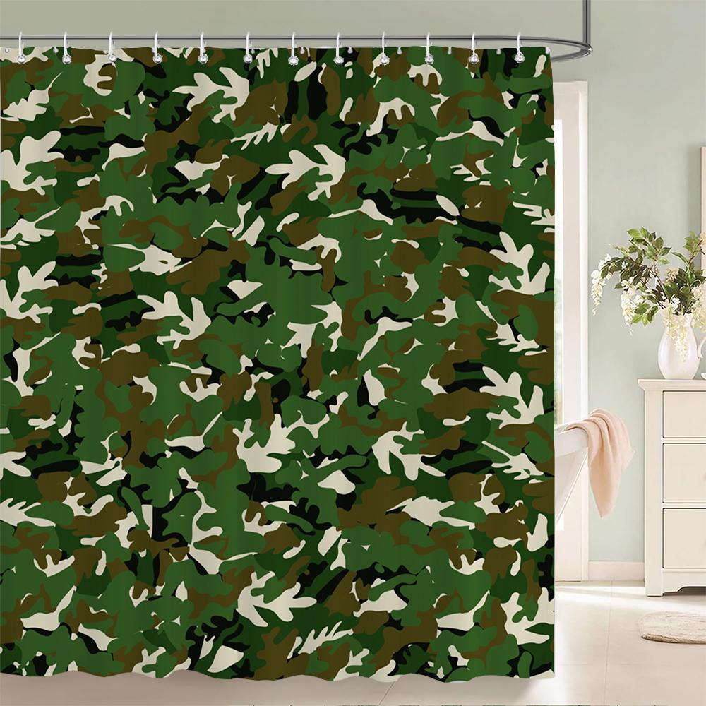 Green camouflage pattern Shower Curtains Waterproof Fabric Floral Bath Curtains For Bathroom Bathtub Curtain With Hooks