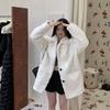 New black lamb fur coat women's thickened loose suit collar medium and long wool coat winter