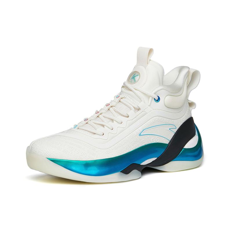Anta KT7 Cushioning Anti-Slip And Wear-Resistant High-Top Basketball Shoes White Blue Sneakers 112221101-2