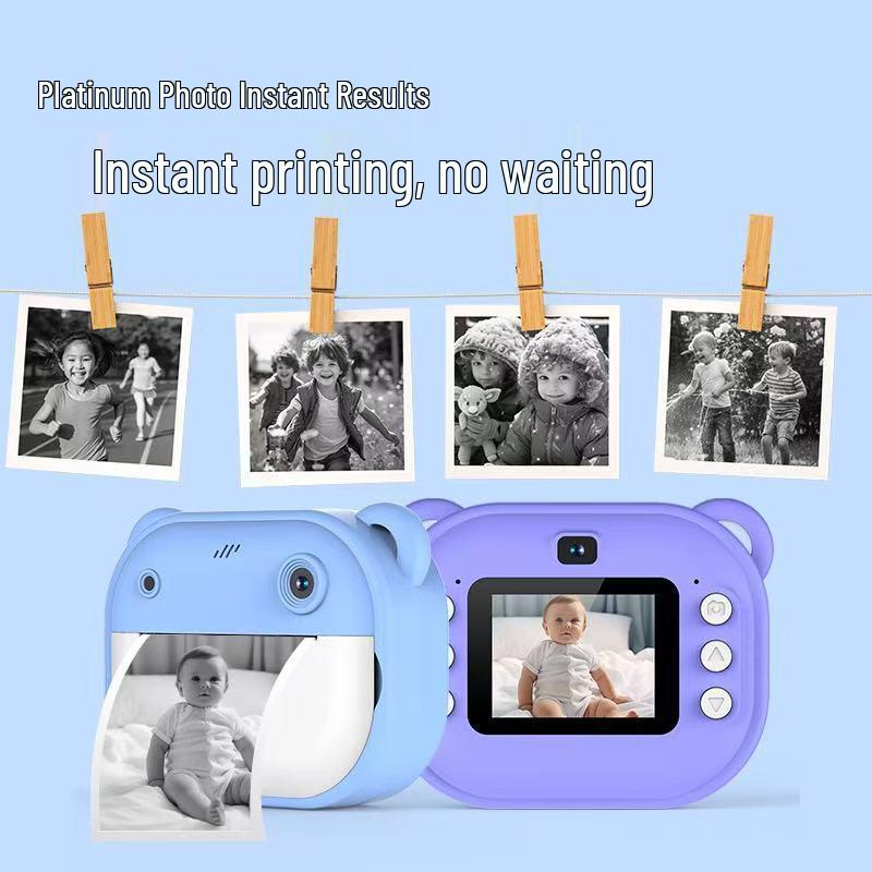 HD Kids' Instant Cartoon Camera Toy: Mini Photo & Print