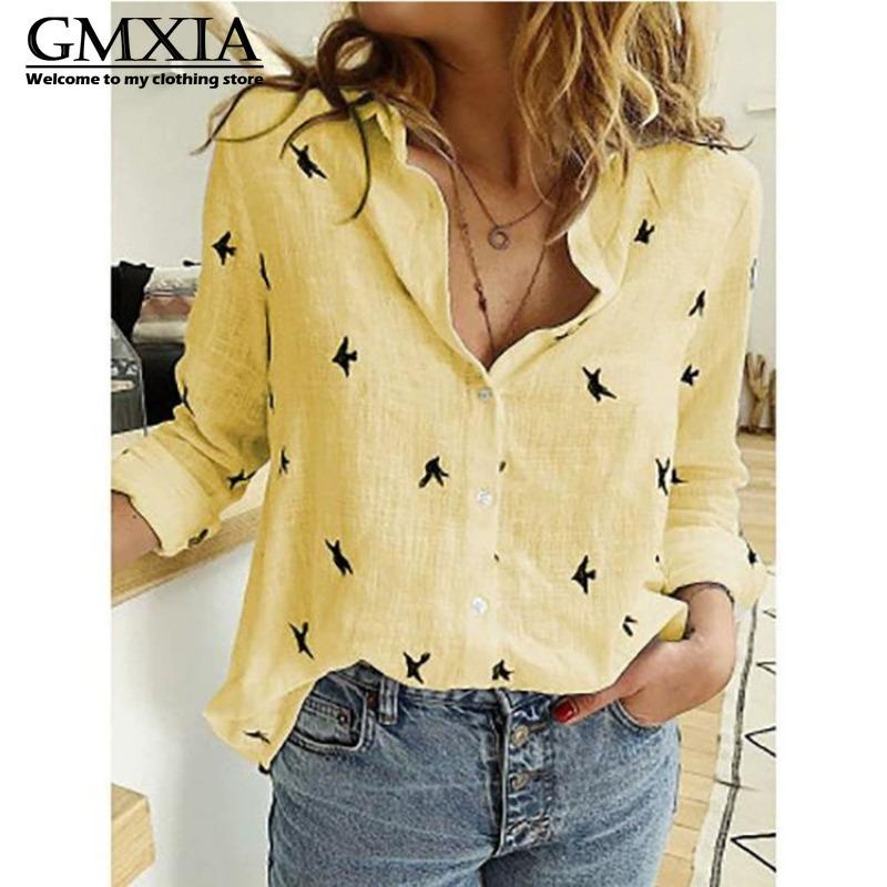 GMXIA Damska Moda Casual Rekreacyjna Bluzki i Koszule z Długim Rękawem z Kołnierzykiem POLO