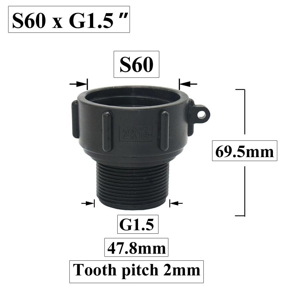 S60 To 1.5" 2" 63/75/80/100mm Thread IBC Tank Adapter Connector Garden Ton Barrel Connect Faucet 1000 Liter IBC Tank Fitting