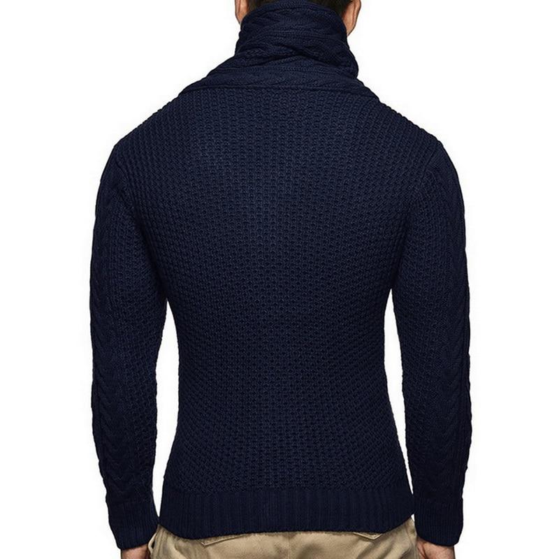 Mens 2019 Buckle Sweater Cardigan Winter Warm Thick Hedging Turtleneck Knitting Jumper Sweaters