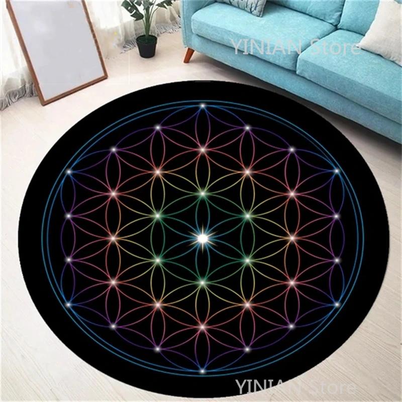 Geometry Round Carpet Cushion Living Room Bedroom Floor Mat Doormat Sofa Computer Chair Area Rug Dropshipping Wholesale