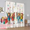2pcs,2D Plane Printing Print Curtains Happy Youngsters Back To School Versatile Durable Polyester (without Rod) Festive Use for