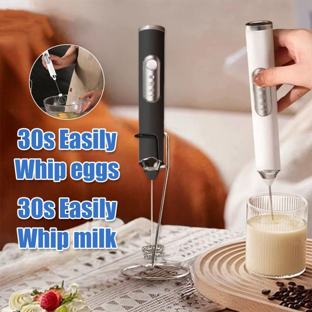 3-Gang-Geschwindigkeit Elektrischer Milchaufschäumer USB-wiederaufladbar Schaummixer Getränkemischer Eierrührgerät Sahne