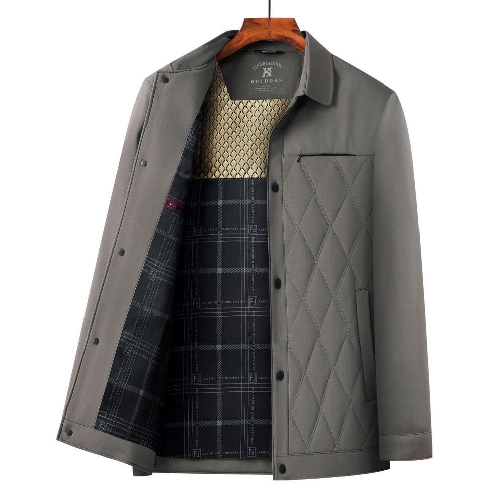 Men's Autumn/Winter Thickened Cotton-Padded Jacket for Middle-aged and Elderly, Dad's Lapel Jacket, Outerwear.