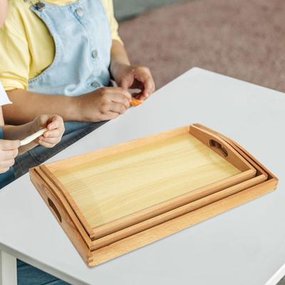 3x Montessori Wooden Sorting Tray,Toys Holder,Sensory Rectangular Educational Sand Box Tray