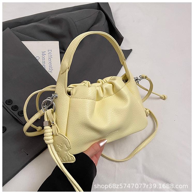 Korean version ins2025 spring new women's bag niche versatile handbag drawstring high-end shoulder messenger bag