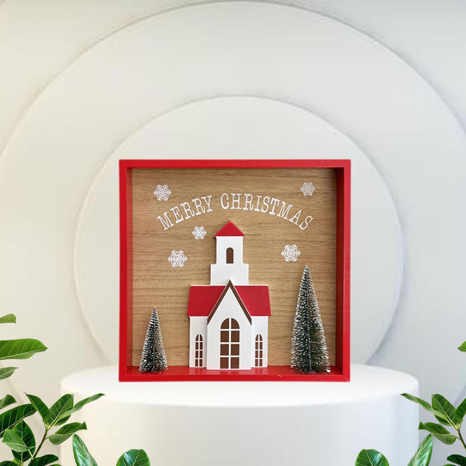 

Вывеска для зимнего декора с изображением рождественского деревенского домика Red Frame