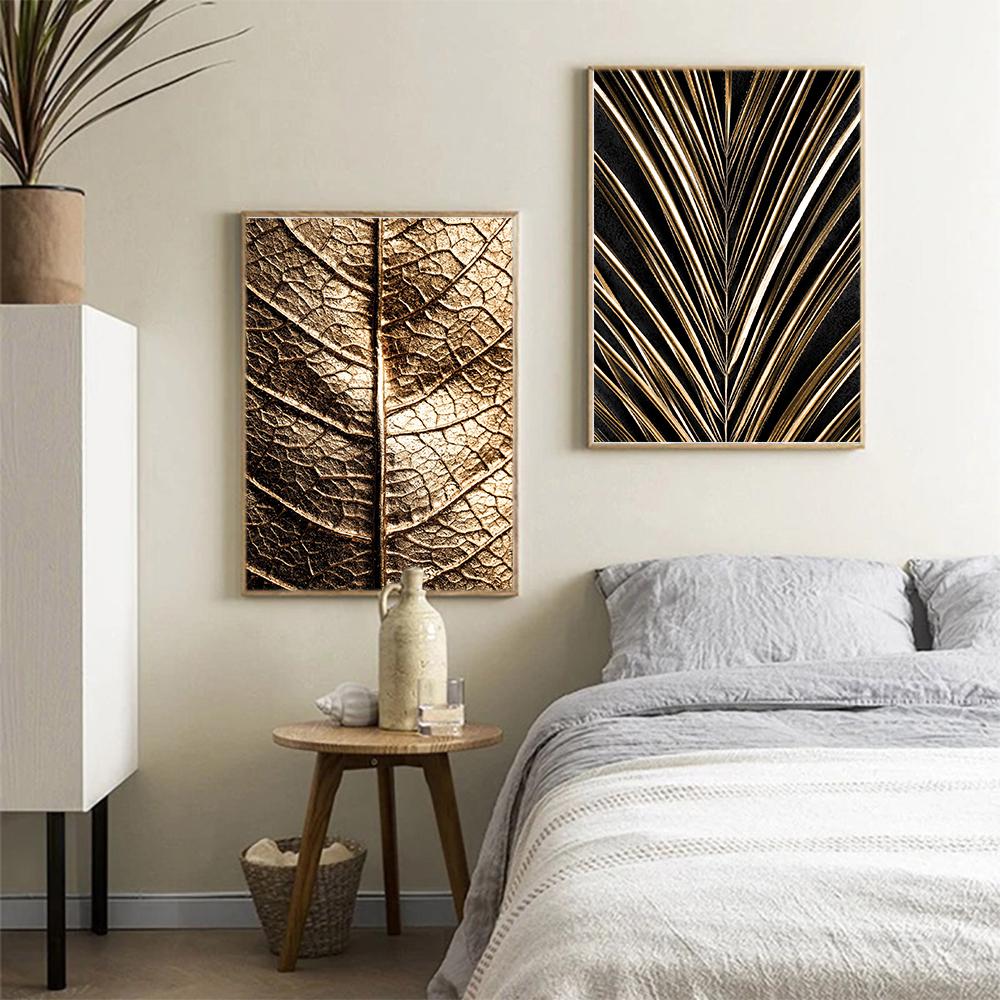 Metal Leaf Texture Poster Gold Monstra Citation Canvas Painting