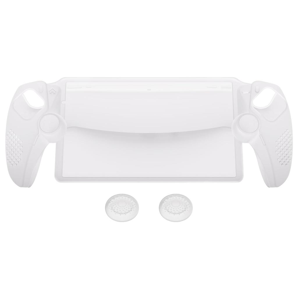 Skyddsfodral för PlayVital PS med 3D-knoppdesign för förbättrat grepp och kompatibel tumstickskåpa Portal, halkskydd [Klar Vit]