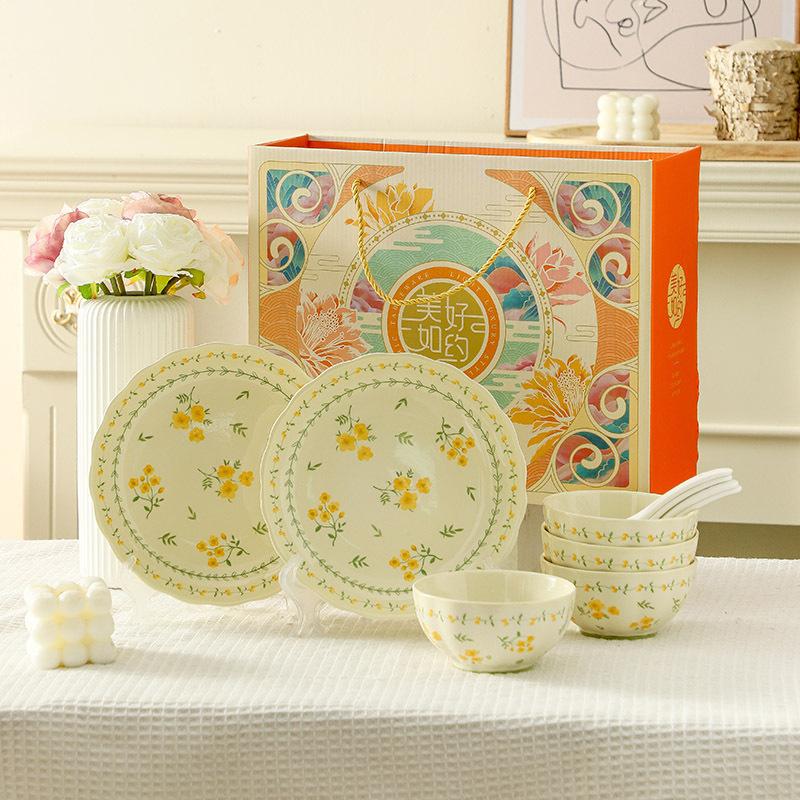 Spring Dishes, Plates, High-Value Underglaze Ceramic Tableware Gift Box Set, Company Event Gifts And Holiday Gifts