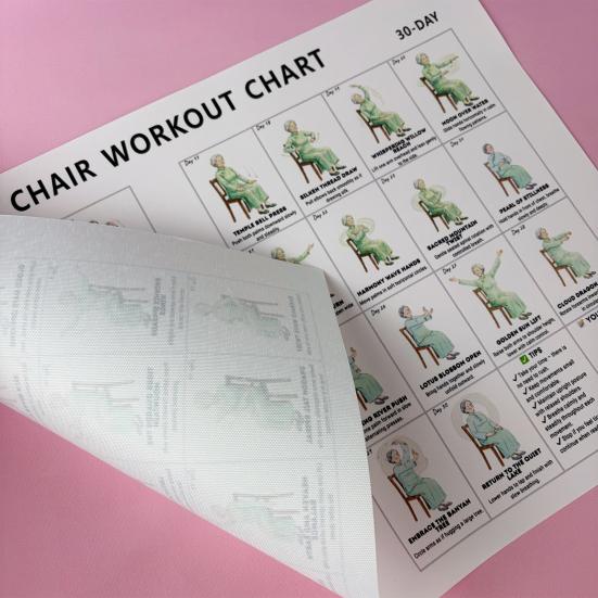 30-Tage Stuhl-Tai-Chi-Übungsplakat für Senioren Leinwanddruck Übungskarte mit sitzenden Haltungen Fitnessgeschenk für ältere Anfänger Physiotherapie