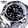 Classic Mechanical Watches Luxury Brand Business Automatic Watch for Men Rotatable Bezel Luminous Dial Steel Strap Clock