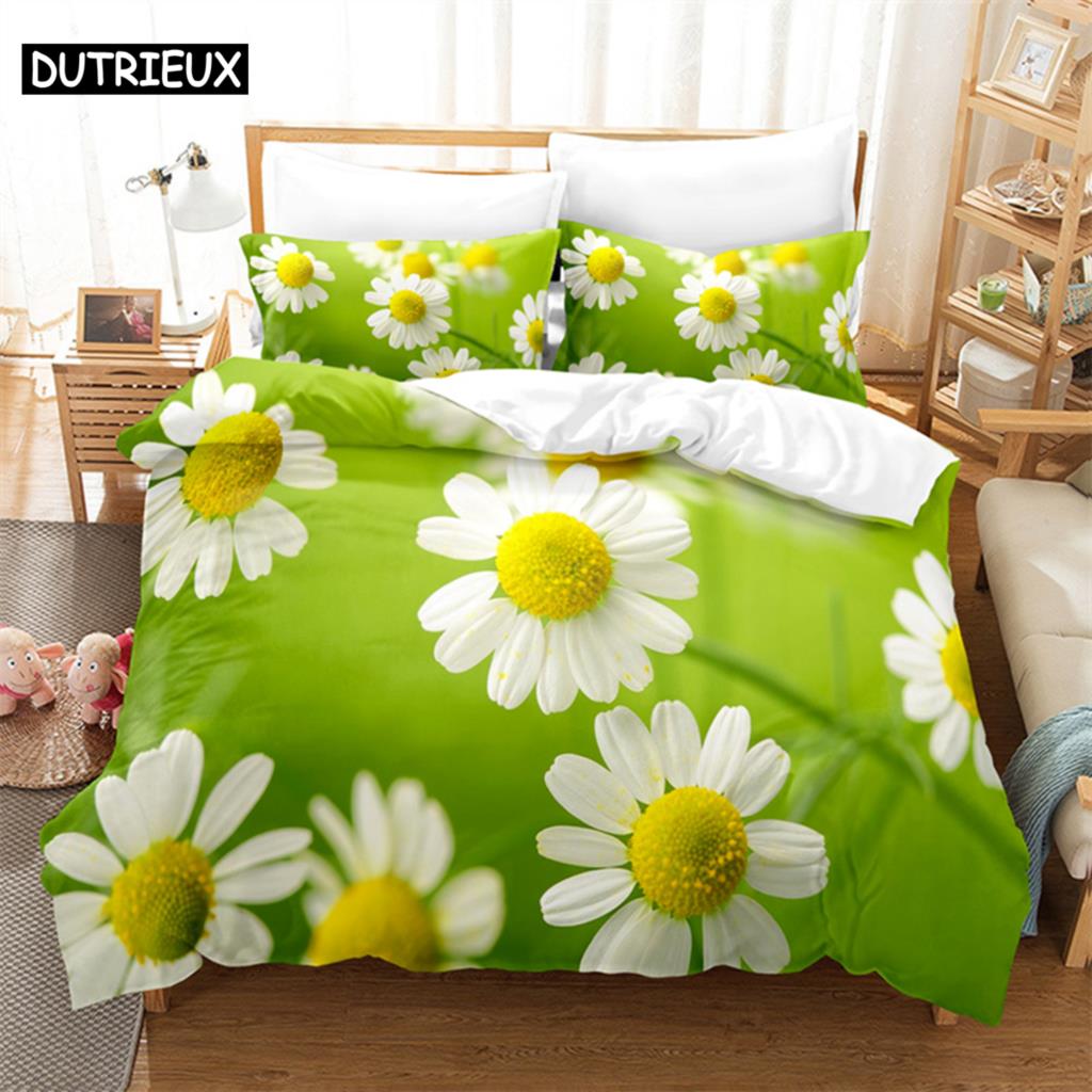 Green Flowers Queen Bedding Set Duvet Cover Set Bedding Comforter Bedding Sets Bed Linen King Size Duvet Cover Bedding Set
