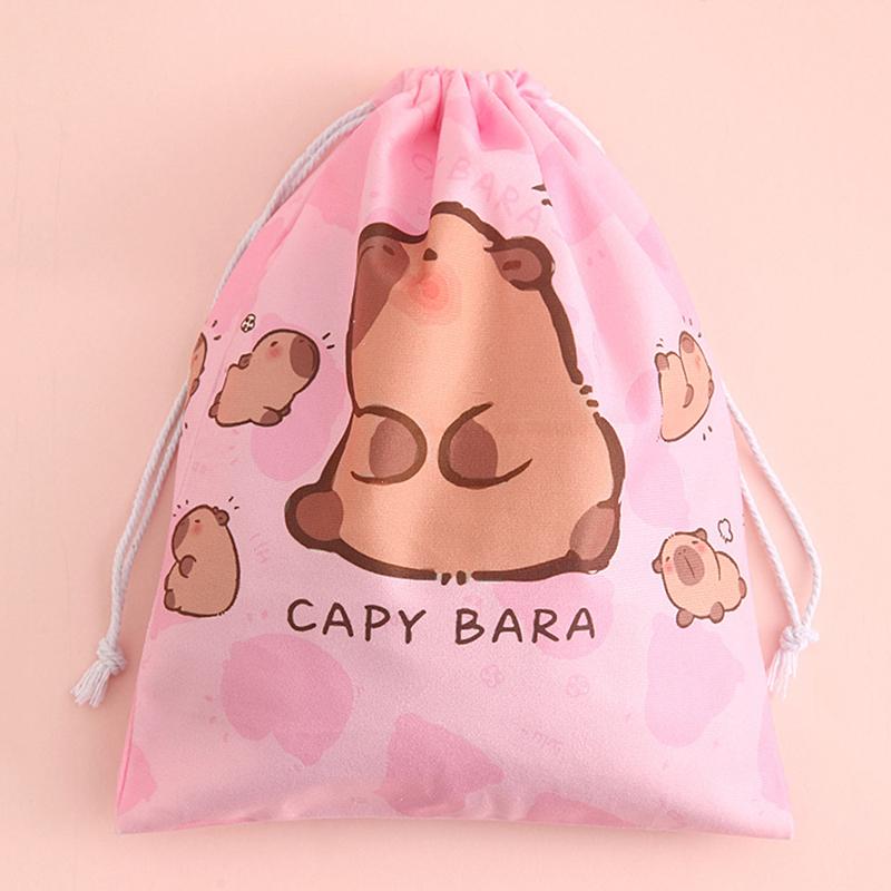 Capybara Travel Drawstring Tote Storage Bag Organizer Bag For Underwear Toy Handbag Storage Bag Cartoon Birthday Gift