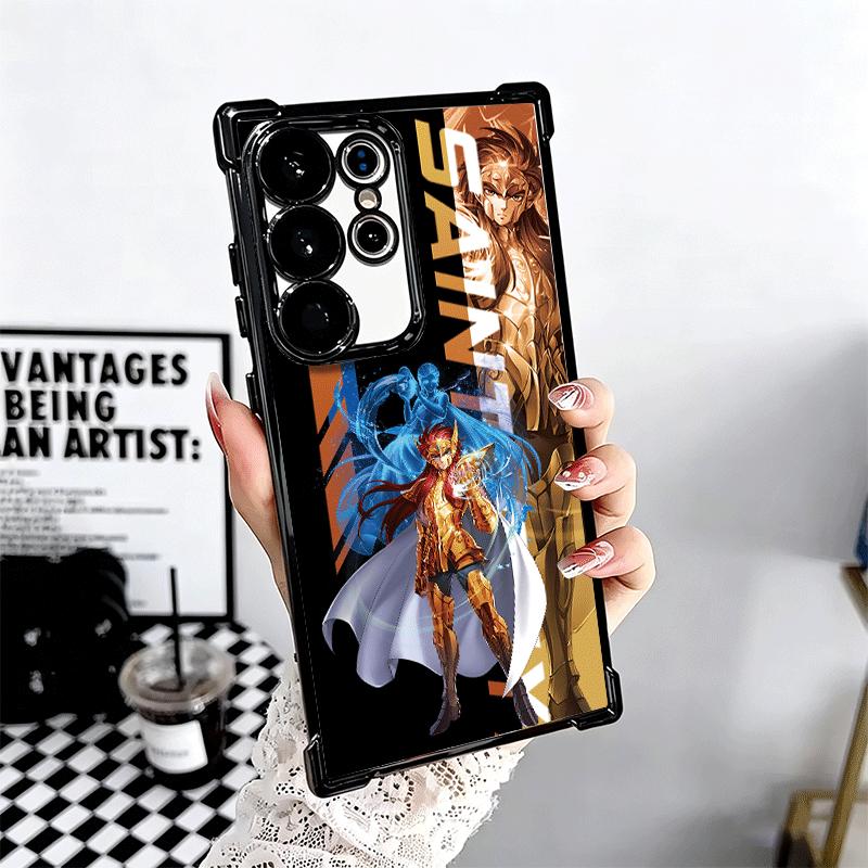 Anime S-Saint S-Seiya Plating Phone Case For Samsung Galaxy S24 S25 FE S26 Edge S23 Ultra S22 S21 Plus S20 Anti-Fall Airabag Cov