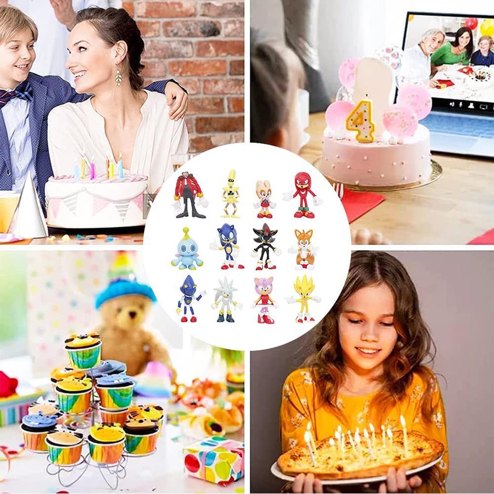 12 pcs Sonic Mini Figures Set for Baby Shower Birthday Theme Party Supplies