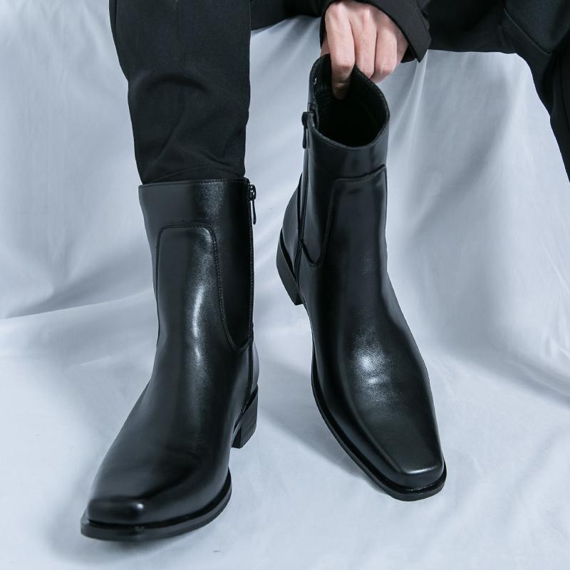 Outdoor Classic Men'S Autumn Fashion British Style Pointed Knight Boots High-Quality Men'S Comfortable Side Zipper High Top Boot