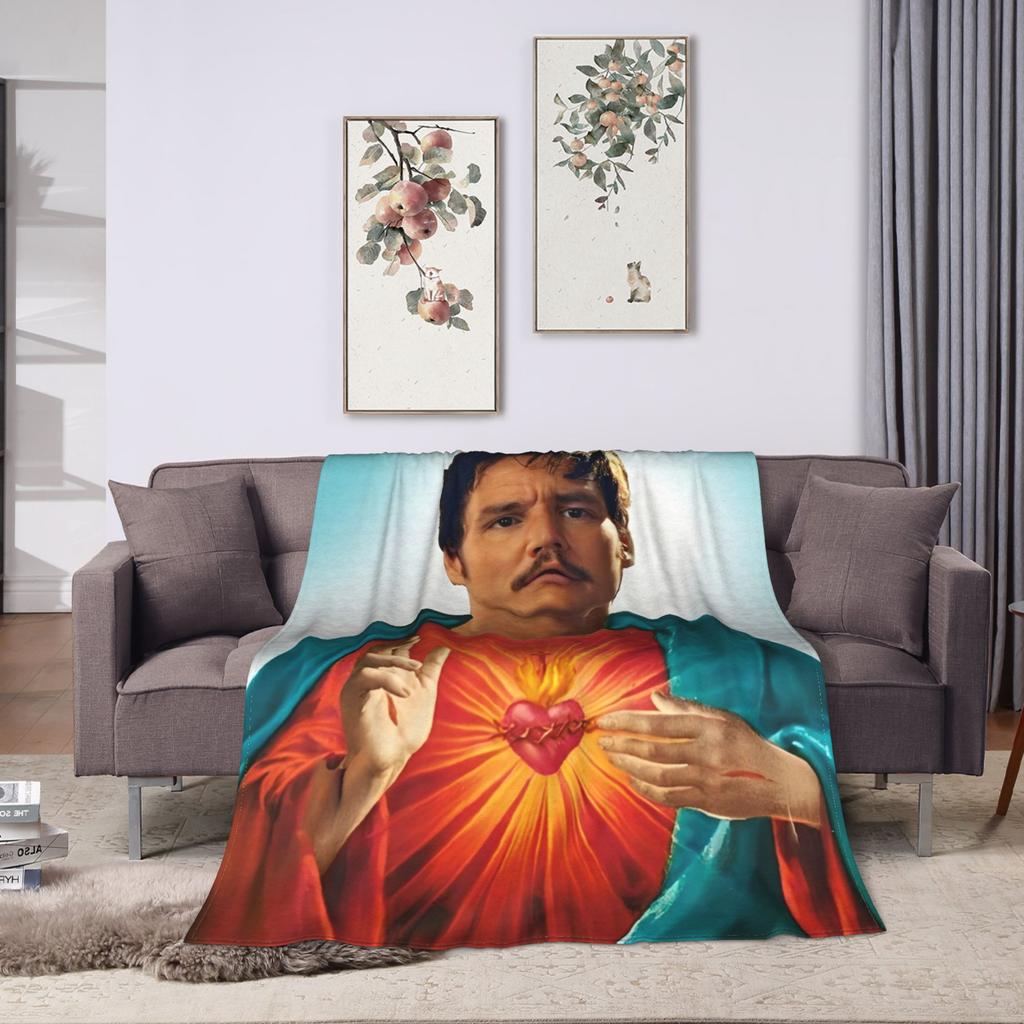 Warm Blanket Picnic Pedro Pascal Jesus Throw Blanket Flannel Bedspread For Couch Chair Sofa Bed Print Sofa Bed Cover