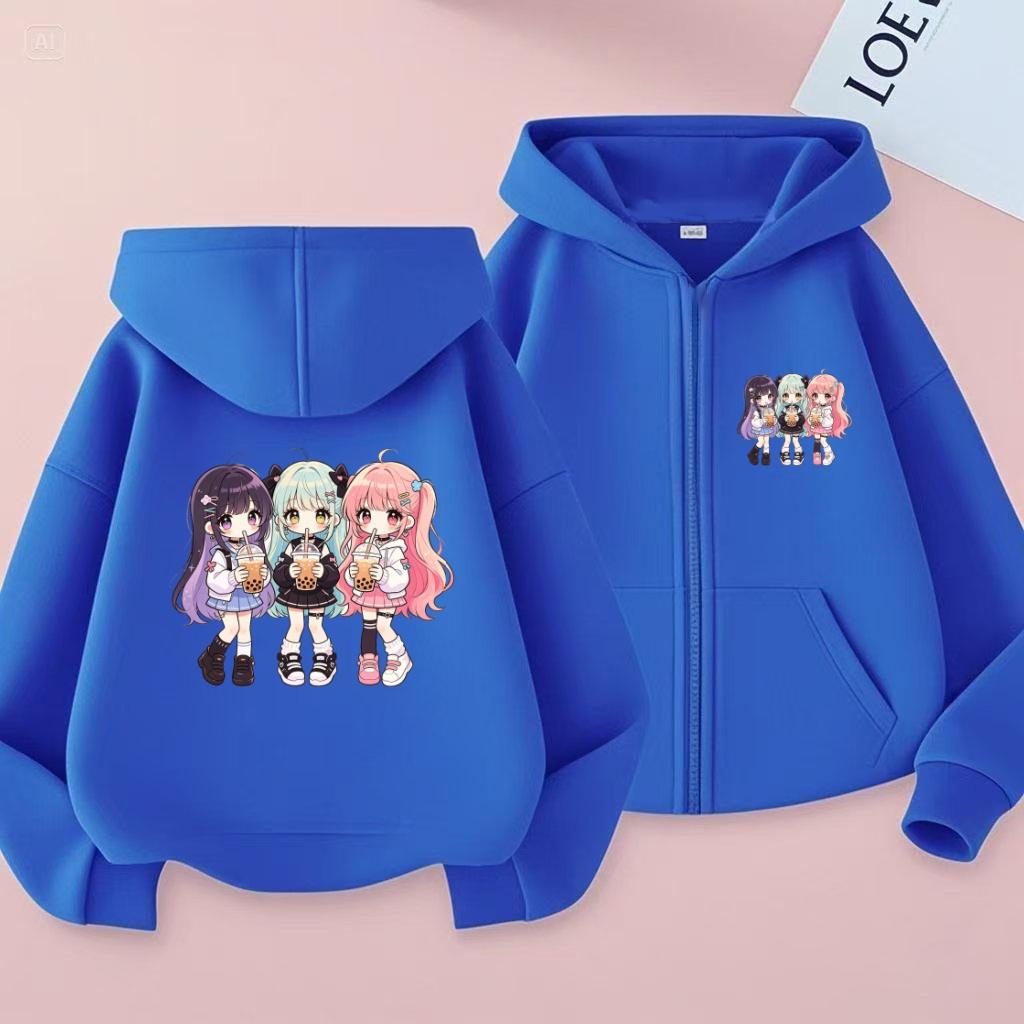 Trendy and Fashionable Casual Hooded Zip-Up Shirt Suitable Boys Girls Children's Sport Hooded Sweatshirt