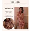 Sexy Perspective Cheongsam Butterfly Love Flower Embroidery Lingerie Pajamas Bed Passion Uniform Suit Women's Nightgown Clothes