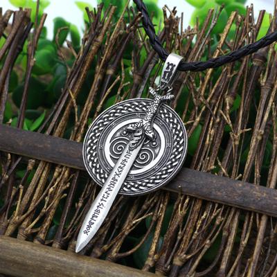 New Nordic Stainless Steel Viking Warrior Sword Shield Men's Pendant Necklace