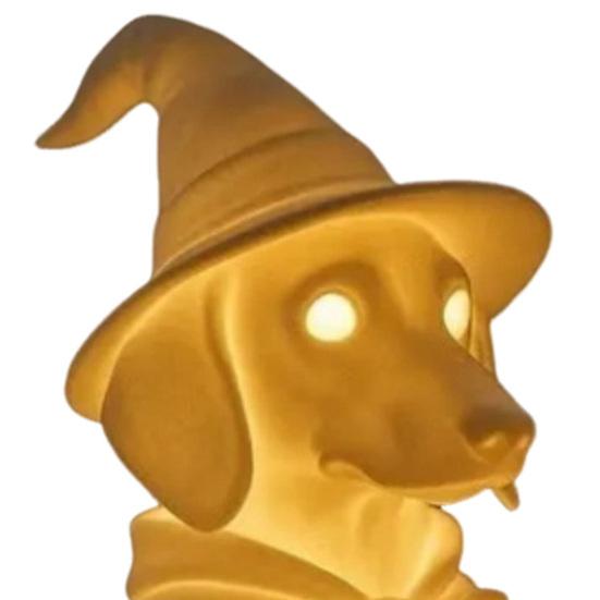 Dachshund Ghost Lamp Halloween Glowing Ghost Dog Lamp Cute Dog Pumpkin Statue Night Light for Home Bedroom Shelf Table Centerpiece