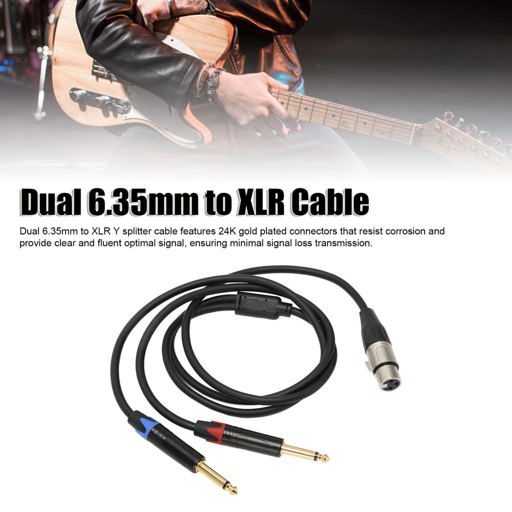 Duální 6,35mm samec na XLR samice kabel 24K pozlacené konektory Duální 1/4 palce na XLR Y rozbočovač
