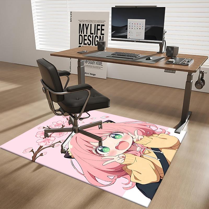 1pc Anime Cute Girl with Cherry Blossoms Chair Mat - Office Desk Pad, Anti-Slip Rug for Home Decor, Seasonal Gift, Suitable for Office, Living Room, B