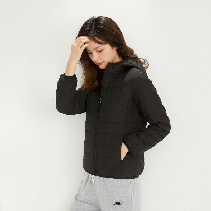 Feather Women's 90-fleece Solid Color Light and Thin Women's Clothing Hooded and Hooded Seamless Down Jacket Short Large Size Jacket
