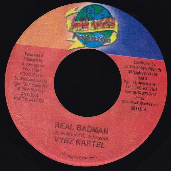 

7-дюймовая пластинка VYBZ KARTEL - Real Bad Man NONE Fire Links Prod 2004 Ямайка Регги, Ска и Даб Б/У