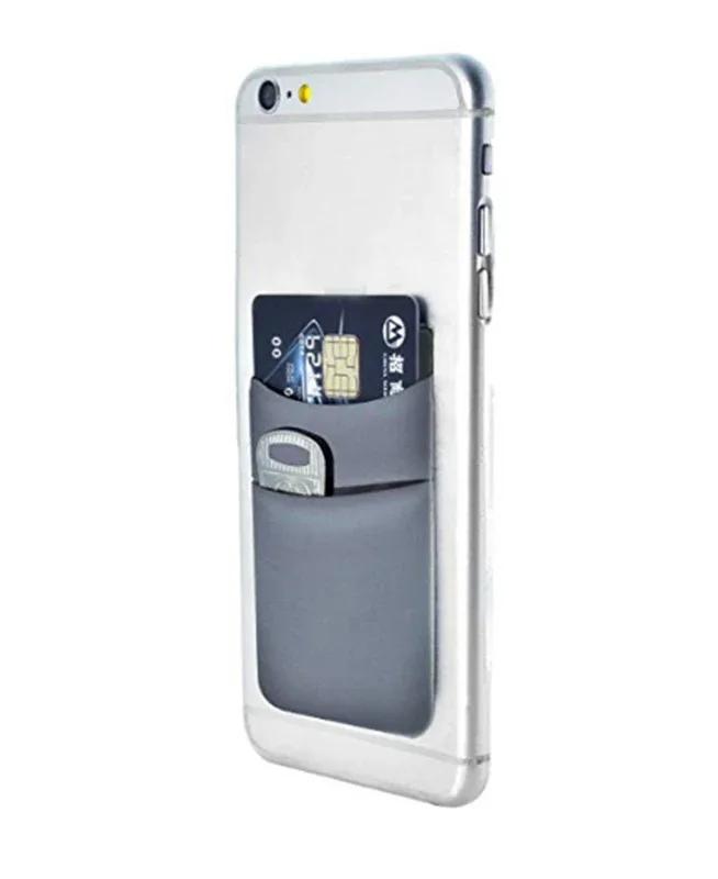 1pcs Thin Women Men Cell Phone ID Credit Card Holder Silicone Case Pouch Back Sticker Slim Wallet Case Card Holder