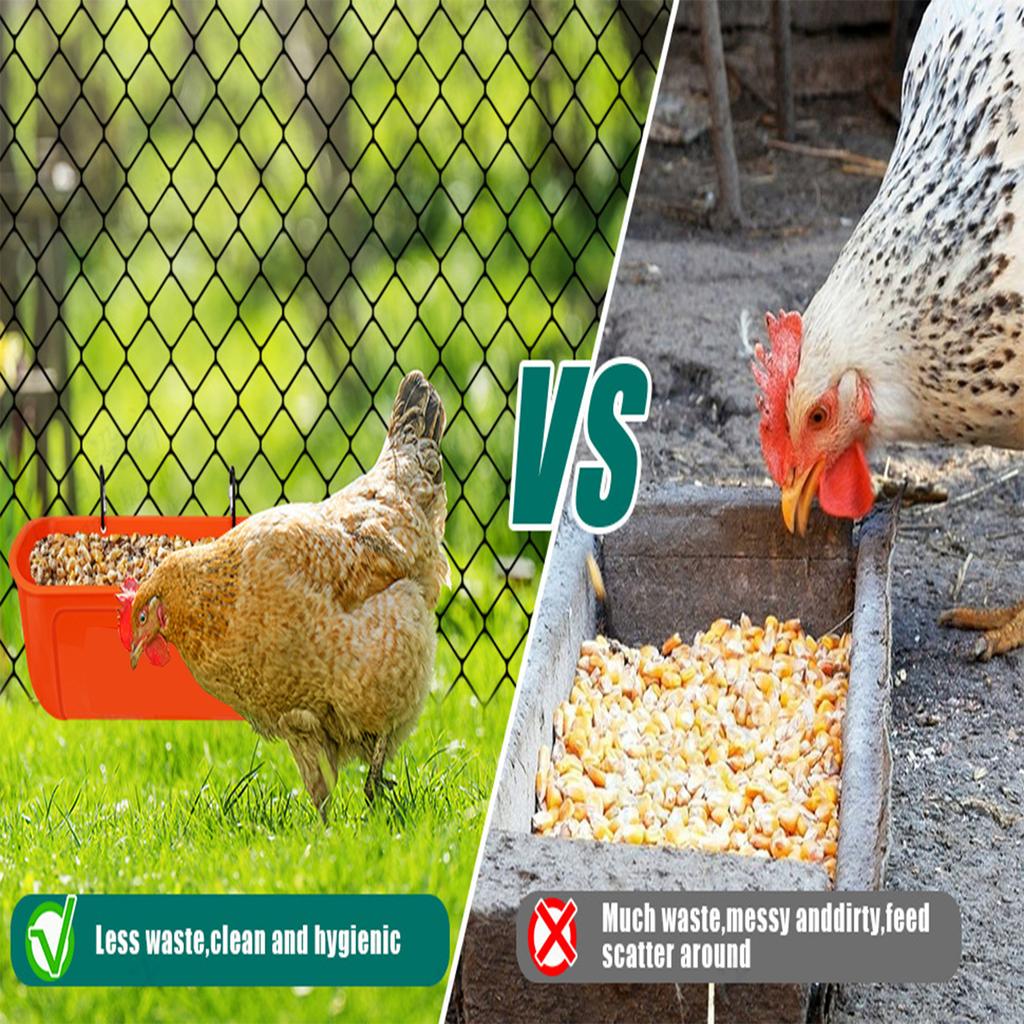 Feeder Durable Hanging Fence Feeder Capacity Spill-proof for Chicken Duck Goose Feeder Feed Trough For Automatic Feeding