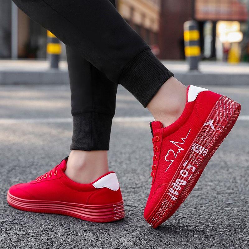 Letter Graphic Lace-up Front Skate Shoes Men's Canvas Shoes Sports Casual Shoes Individual Printing