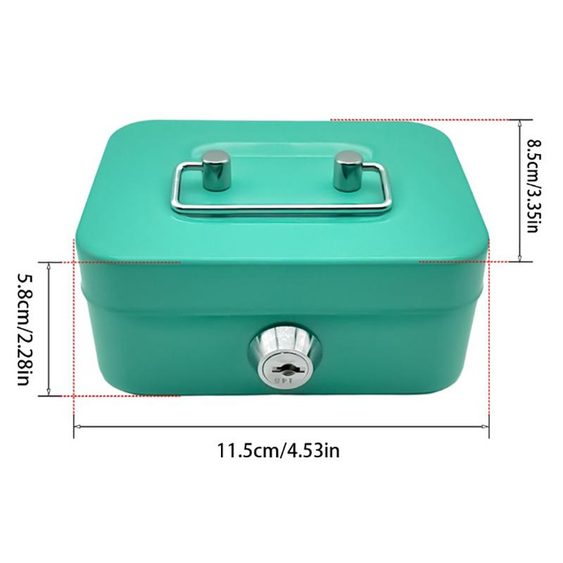 

Денежный сейф, запирающийся на ключ, портативный ящик для хранения денег, изготовленный из металла, небольшой сейф с замком, прочные монетницы для детей зелёный