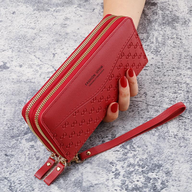 Double Zipper Women Wallet PU Leather Coin Purse Card Holder Luxury Female  Long Wallets All-match Large Capacity Cellphone Bag