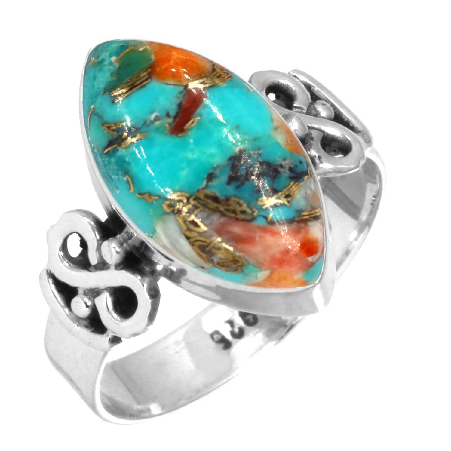 

Кольцо из стерлингового серебра 925 пробы Женское с драгоценным камнем Ручная работа Ювелирные изделия Свадебный подарок Мукаит Монтанский агат Моховой агат Шипастый устричный Родонит Глаз Шивы Мода 5.5