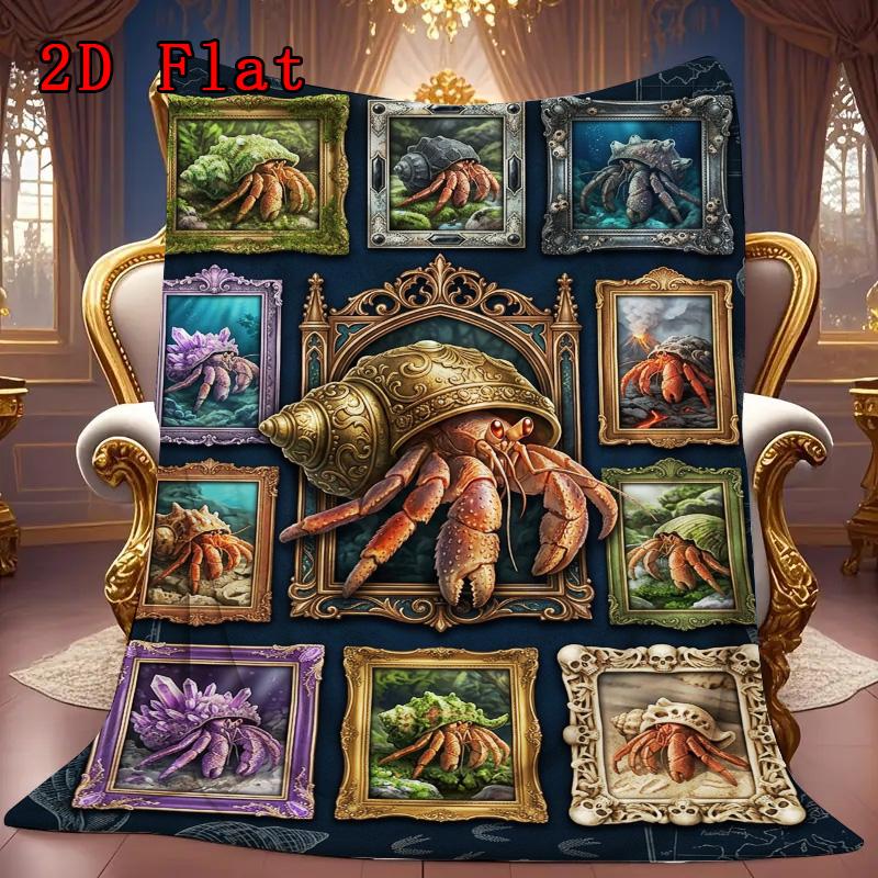 Hermit Crab Gallery 2D Flat Pattern Flannel Blanket, High quality All Seasons, Home Decor, Warmth and Comfort, Perfect for Christmas Gifts.