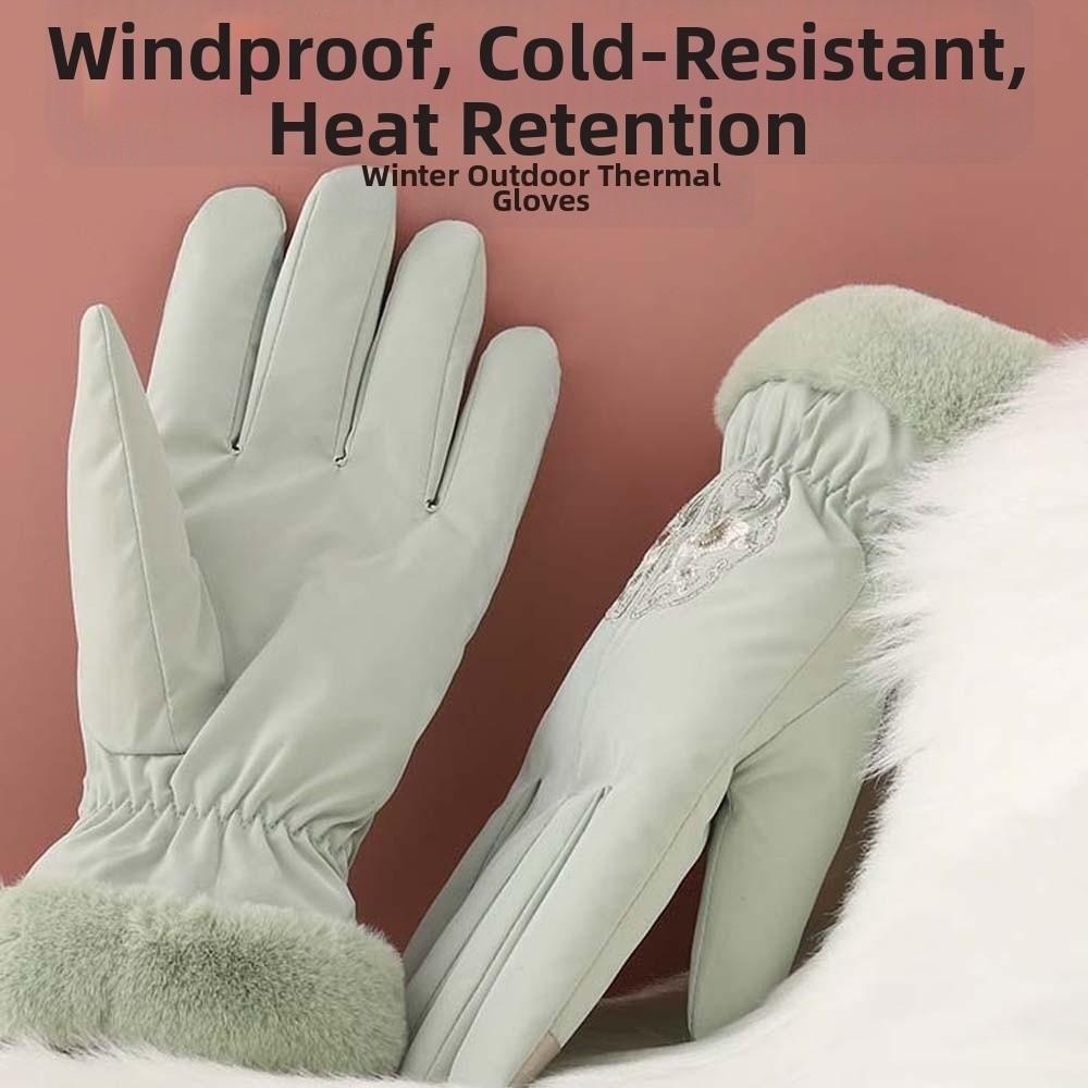 Down Cotton Plush Thickened Gloves Soft Finger Mittens Gift Satin Anti-cold Gloves  Autumn