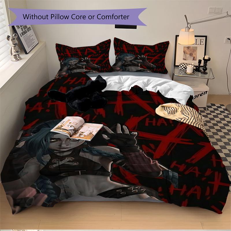 3pcs Jinx Bedding Set-Universal Three-Piece Suit for Bedroom, Guest Room, Living Room, Hotel Decor-Perfect Gift for Fans, Travelers, Daily U