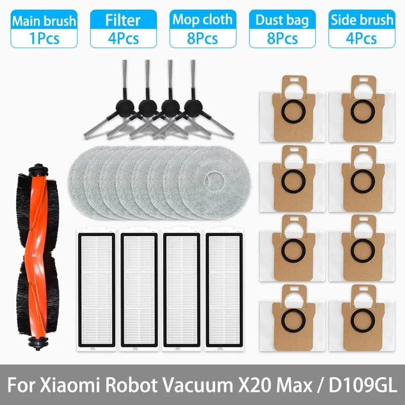 Suitable For Xiaomi Robot Vacuum X20 Max D109GL Accessories Roller Main Brush Side Brush Filter Mop Dust Bag