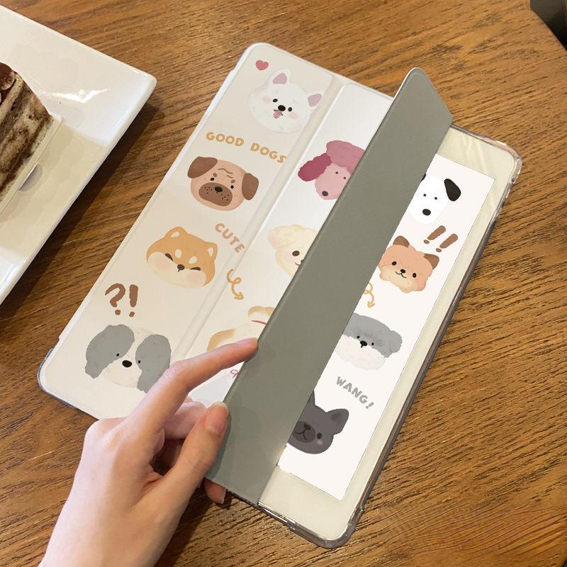 Niedliche Cartoon-Hundehülle für iPad Air4/5 10,9 Zoll, dreifach gefaltete Silikonhülle für iPad mini4/5 7,9 Zoll Pro11/12,9 Zoll 2021/20/19 gen9/8/7 10,2 Zoll