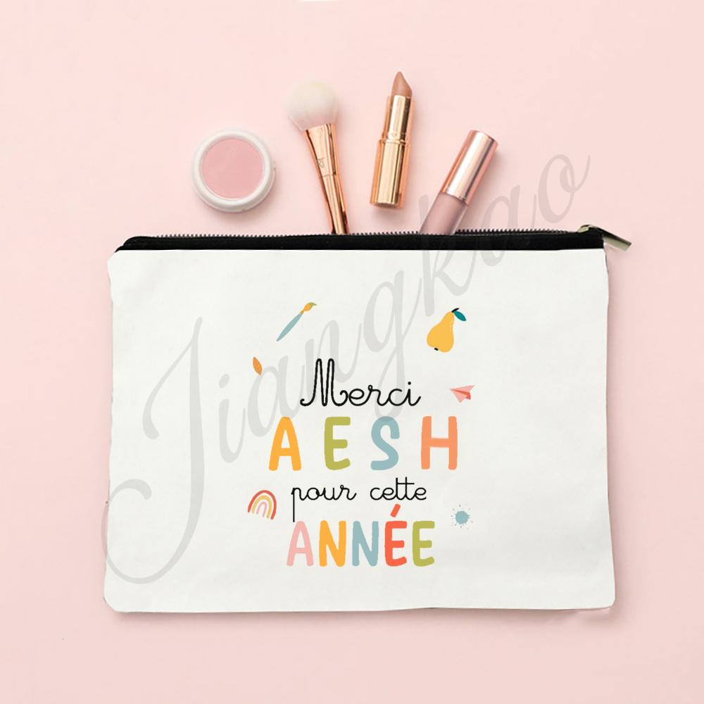 Thank Super Teacher Print Makeup Bag Travel Toiletries Storage Pouch School Pencil Bags Gift for Atsem Avs Aesh Maitress Maitre